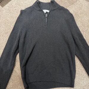 Calvin Klein Men's Dark Gray Zip-Up Sweater